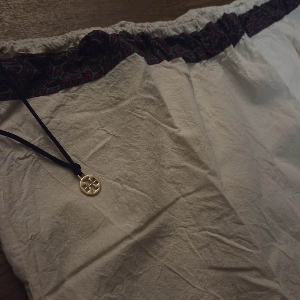 Tory Burch Large Dust Bag Drawstring Storage Bag Logo Charm Cotton